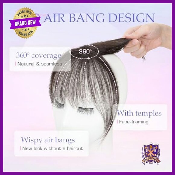 Human Hair Clip On Bangs 8 Inch 360 Coverage Topper For Thinning Hair
